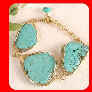 New Women Fashion Jewelry Vintage Antique Style Turquoise Gold Tone 