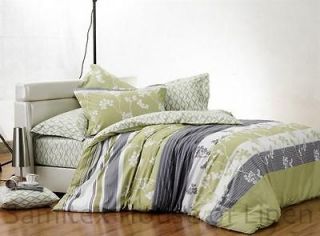 FERN King Size Quilt Doona Duvet Cover Set with 4 Pillow Cases 100% 