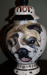  portrait DOG cremation PET urn for ASHES Med BULLDOG breeds rare