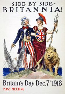 WA75 WWI Uncle Sam & Britannia Britains Day British War Poster WW1 A1 