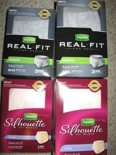 Boxes NEW Depend Briefs Underwear Real Fit Men and Silhouette Women 