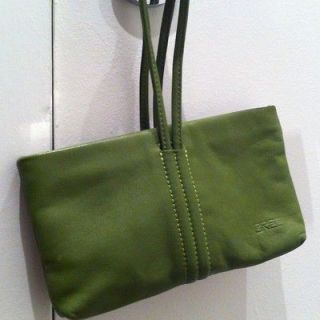 BREE Leather Wristlet Clutch Green With Reusable Bag coach Burch Purse