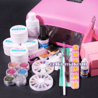 36w uv gel lamp dryer nail art manicure tips kit