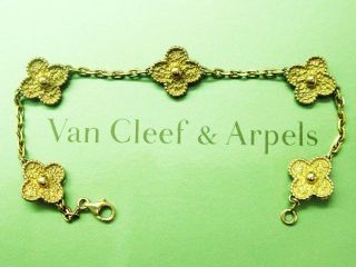 Van Cleef & Arpels 18Kt Alhambra 5 Motif Yellow Gold Bracelet