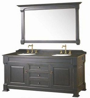 60 double sink Bathroom Vanity, Black granite top and undermount 