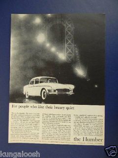 1960 FOR PEOPLE WHO LIKE THEIR LUXURY QUIETTHE ROOTES HUMBER, CAR 
