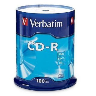 Verbatim 700 MB 52x 80 Minute Recordable CD R Discs   100 Total NEW