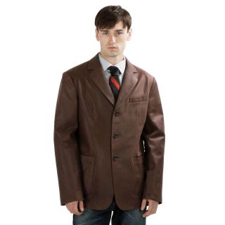 New Mens 3 Button Brown Leather Blazer Jacket   Italian Lambskin M L 
