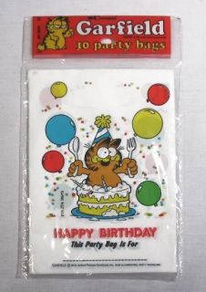 vintage 1978 garfield birthday party bag set mint new time
