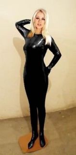 full covered satin spandex w latex body suit sm h448b