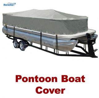 New 17 20 Pontoon Boat Cover (Grey), Heavy Duty, Trailerable, w 