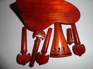 Mahogany Violin Fitting Set Old Baroque style Chinrest Tailpiece Pegs 