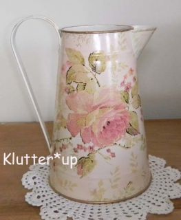 Chic Victorian Shabby Country 8 Tall TIN/METAL PITCHER VASE 1 Pink 