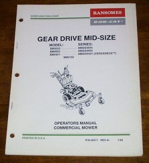 Ransomes XM3652 XM4852 XM5421 XM6150 Mower Operators Manual