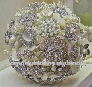 Brooch bridal bouquet with Swarovski crystal elements beads 3 sizes 