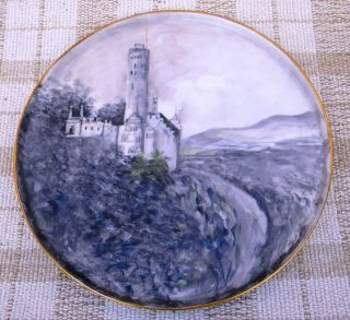 Rare Old Czech Epiag DF Porcelain Plate Plaque Charger Tray Castle 