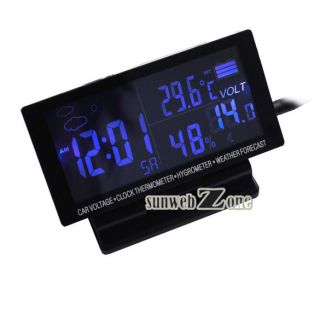   Car Thermometer Hygrometer Voltage Weather Forecast LCD Screen Clock