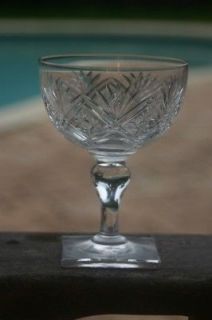 Thomas Webb Crystal Wine Glass (es) Cut Fan Star Pattern Square Base