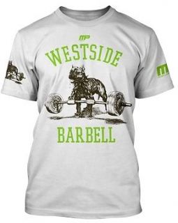 MUSCLEPHARM UFC MP WESTSIDE BARBELL WHITE SHIRT SIZES S, M, L, XL 