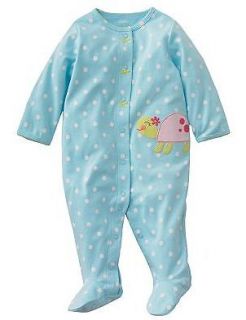 NWT Carters Baby Girl Sleepwear Pajama Blue Turtle Polka Dot 3 6 9 