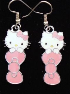 Hello Kitty Earrings Jewelry Cheer Fan Mascot Gift Pink Bow US fast 