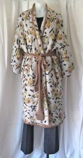 MISSONI Vintage Cream w/Multi Floral Wrap Coat   sz Med/Lg