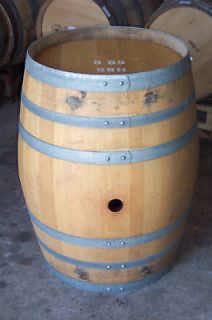 used solid oak wine barrel stained sealed for display time