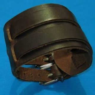   Mens Genuine Leather Bracelet Buckle Cuff Bangle Wristband AA1117