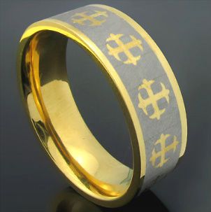 Newly listed TITANIUM Gold Plated 8mm Plain ~CROSS~ RING, sizes 8, 9 