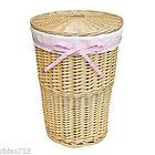 Set of 3, Round Wicker Tall Laundry Baskets with Liner