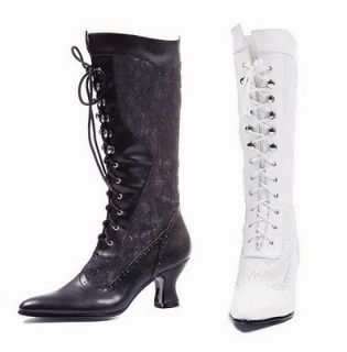 MONSTER MORTICIA COSTUME GOTHIC WILD WEST PIONEER KNEE MID CALF BOOTS 