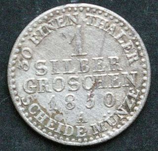 PRUSSIA   1 GROSCHEN   FRIEDRICH WILHELM IV   1850   silver coin