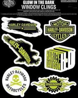 HARLEY DAVIDSON LOT OF WINDOW CLINGS GLOW IN THE DARK DECALS