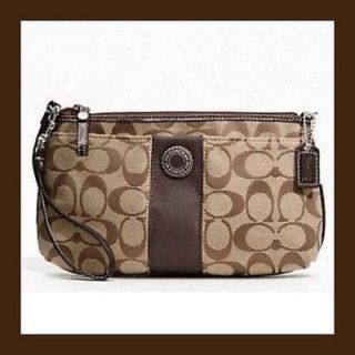 coach signature purse large wristlet f47706 brown khaki nwt