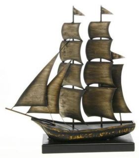   RETRO OLD FASHIONED WROUGHT IRON METAL SAILING SHIP BOAT STATUE