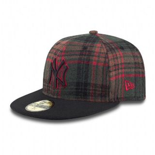 New Era MLB 59FIFTY New York Yankees (Plaid Ton) Fitted Cap   Red 