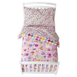 New Circo Toddler 4 Piece ABC Bed Set ReversibleFitted/Flat/Pillowcase 