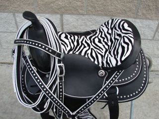 10 Western synthetic Pony Kids youth BLACK ZeBrA Show horse Saddle 