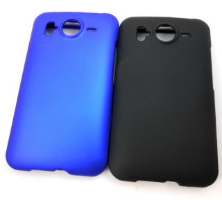 SET OF TWO BLACK AND BLUE RUBBERIZED HARD CASE COVER FOR HTC INSPIRE 