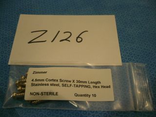 Zimmer 4.5mm x 30mm SELF TAPPING Cortex, Hex Head, Stainless Steel 