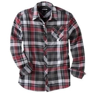 Zoo York Mercury Black Red Land Plaid Flannel Shirt LS 1 Pocket Button 