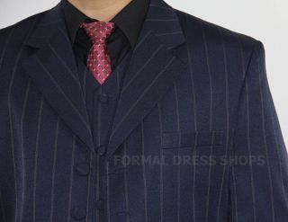   NAVY BLUE PIN STRIPE 3 PIECE ZOOT SUIT PARADE MAFIA MOB 1920 GANGSTER