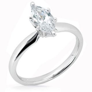 01 carat Marquise Cut Diamond Solitaire Wedding Ring, 18K Gold, SI1 