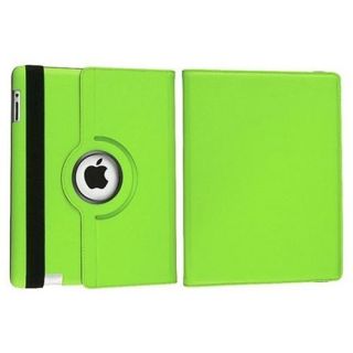 iPad 2 360 Rotating Magnetic Leather Case Smart Cover Stand Lime Green 