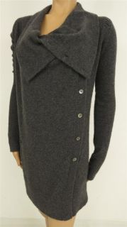 360 Cashmere Button Down Cowl Neck Cashmere Sweater Dress Womens 