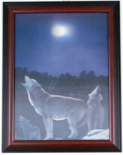 3D Hologram Picture Poster Wolf Howling Moon 46cmx66cm