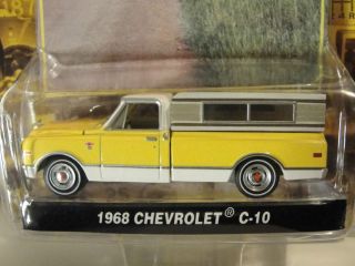 GREENLIGHT YELLOW 1968 CHEVROLET C 10 WITH CAMPER SHELL COUNTY ROADS 