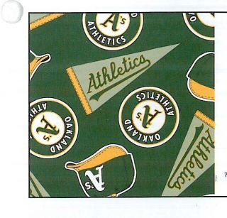 Oakland Athletics As MLB Baseball Print Fleece Fabric