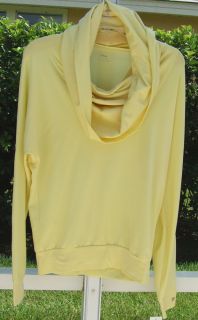 Fila Benessere Yellow Soft Stretch Loose Fit Hoody Blouse Shirt Top XS 