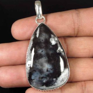 17.15Grms. DENDRITE OPAL 925 STERLING SILVER PLATED PENDANT JEWELRY 